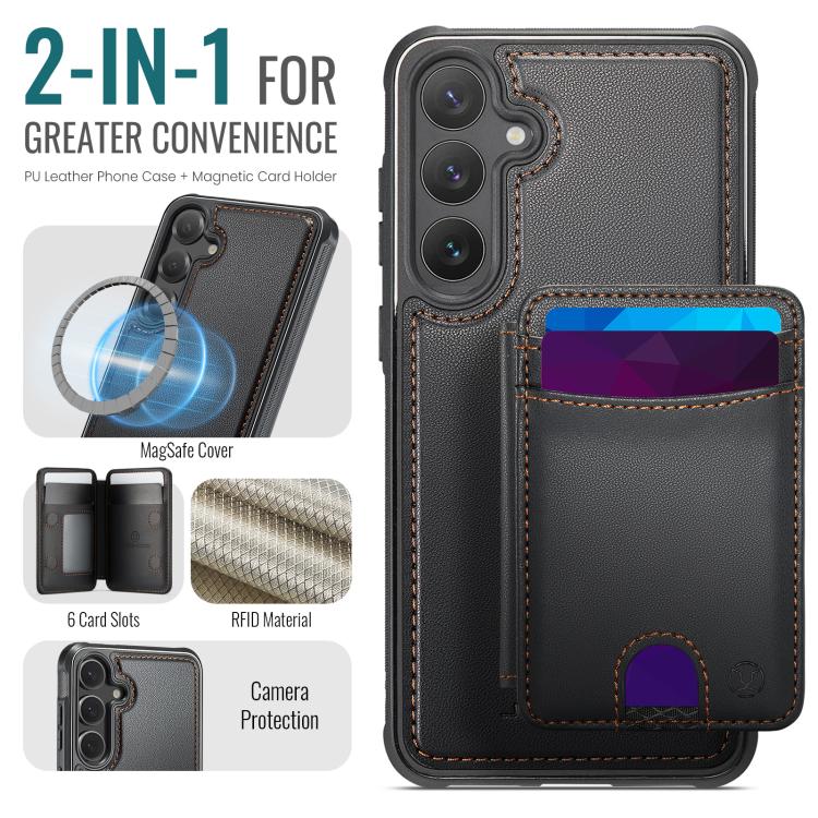 For Samsung Galaxy S24 5G JEEHOOD J10 Flip Card Bag MagSafe Split RFID Leather Phone Case