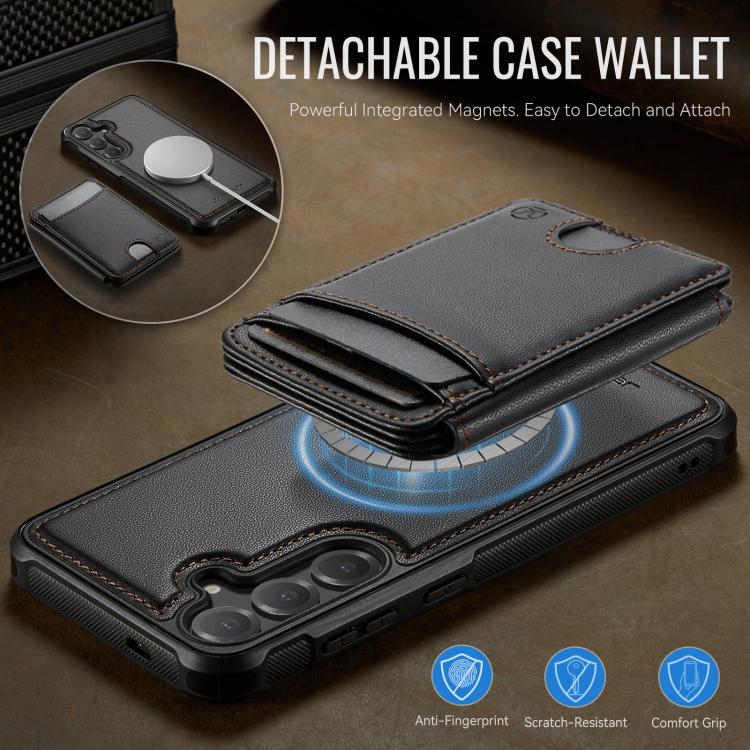For Samsung Galaxy S24 5G JEEHOOD J10 Flip Card Bag MagSafe Split RFID Leather Phone Case