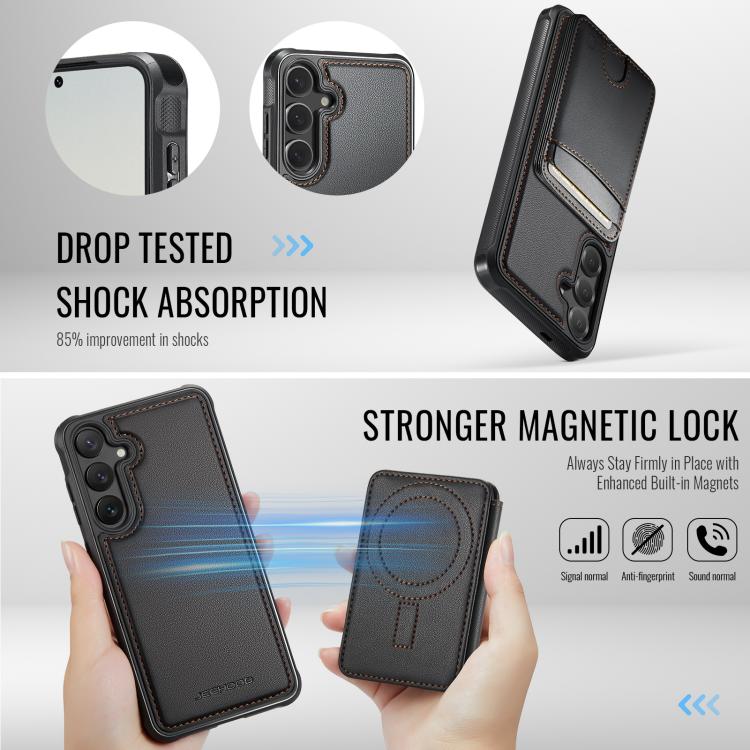 For Samsung Galaxy S24 5G JEEHOOD J10 Flip Card Bag MagSafe Split RFID Leather Phone Case