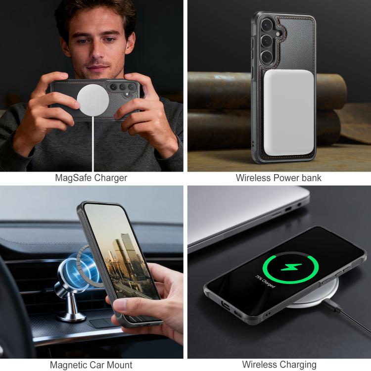 For Samsung Galaxy S24 5G JEEHOOD J10 Flip Card Bag MagSafe Split RFID Leather Phone Case