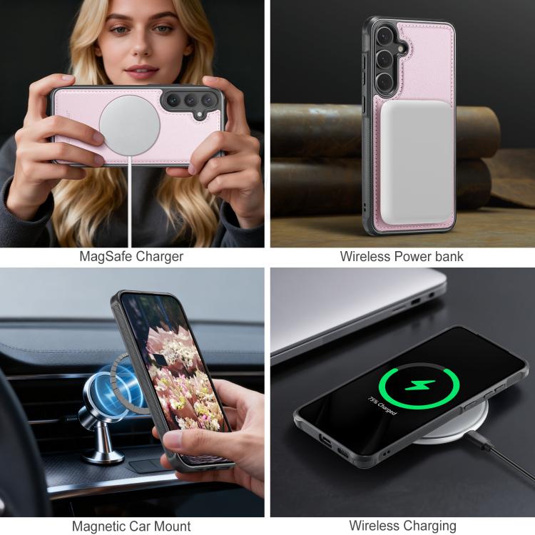 For Samsung Galaxy S24 FE 5G JEEHOOD J10 Flip Card Bag MagSafe Split RFID Leather Phone Case