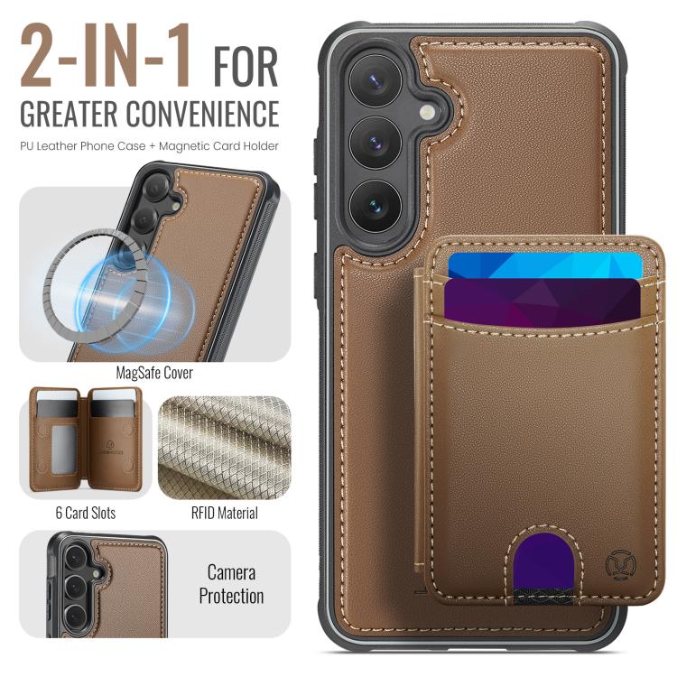 For Samsung Galaxy S24 FE 5G JEEHOOD J10 Flip Card Bag MagSafe Split RFID Leather Phone Case