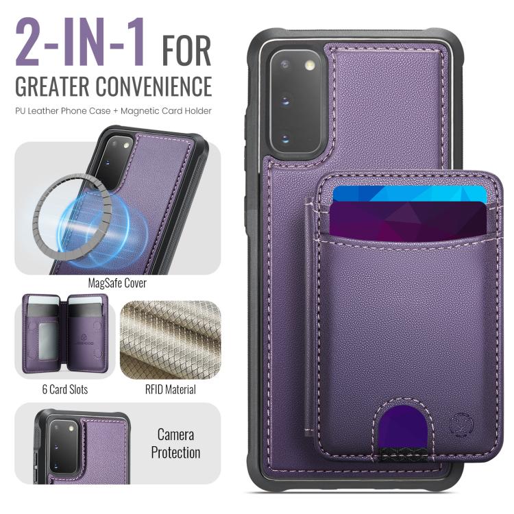 For Samsung Galaxy S20 JEEHOOD J10 Flip Card Bag MagSafe Split RFID Leather Phone Case