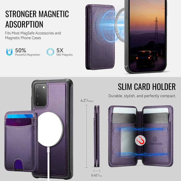 For Samsung Galaxy S20 JEEHOOD J10 Flip Card Bag MagSafe Split RFID Leather Phone Case