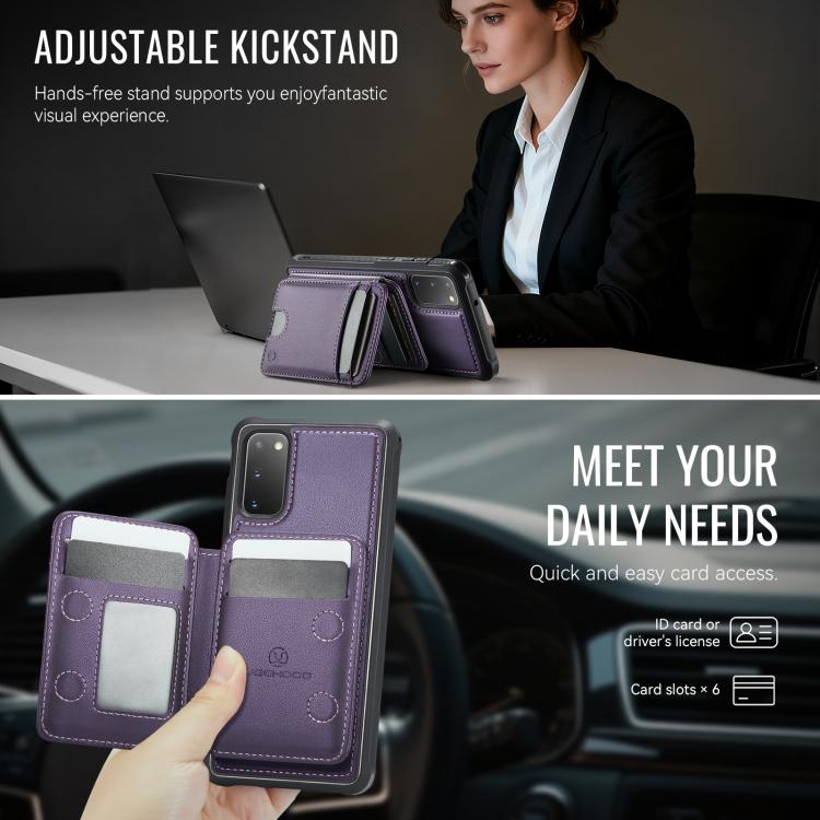 For Samsung Galaxy S20 JEEHOOD J10 Flip Card Bag MagSafe Split RFID Leather Phone Case