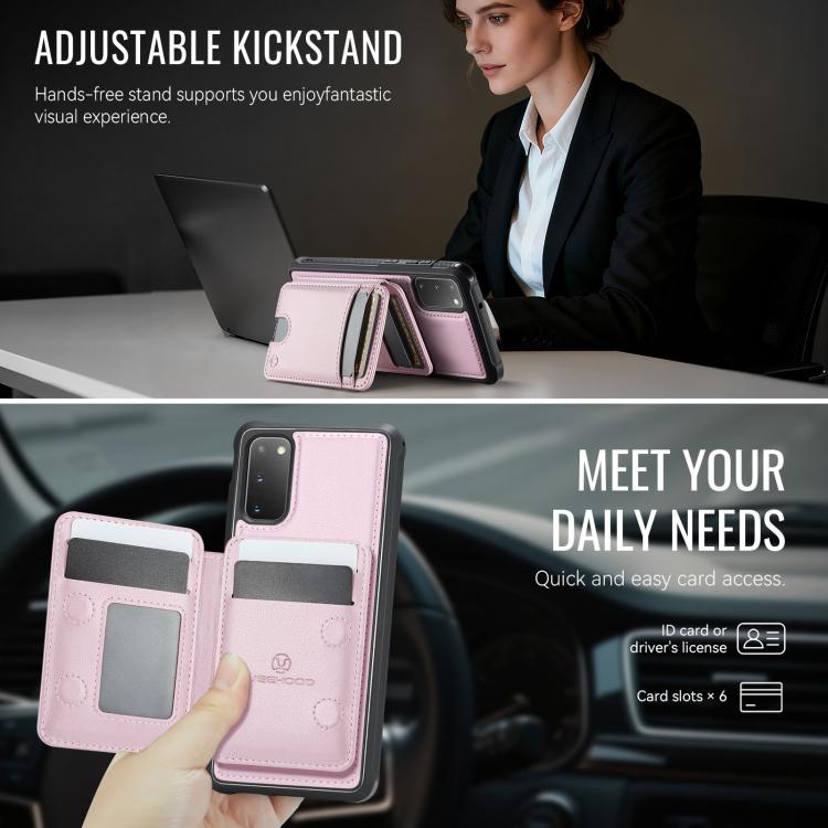 For Samsung Galaxy S20 JEEHOOD J10 Flip Card Bag MagSafe Split RFID Leather Phone Case