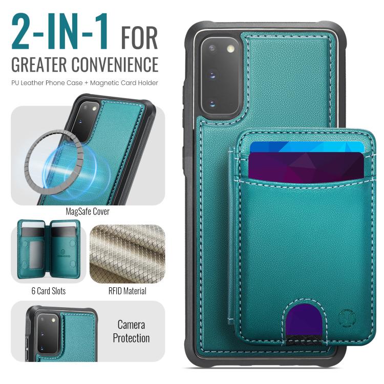 For Samsung Galaxy S20 JEEHOOD J10 Flip Card Bag MagSafe Split RFID Leather Phone Case
