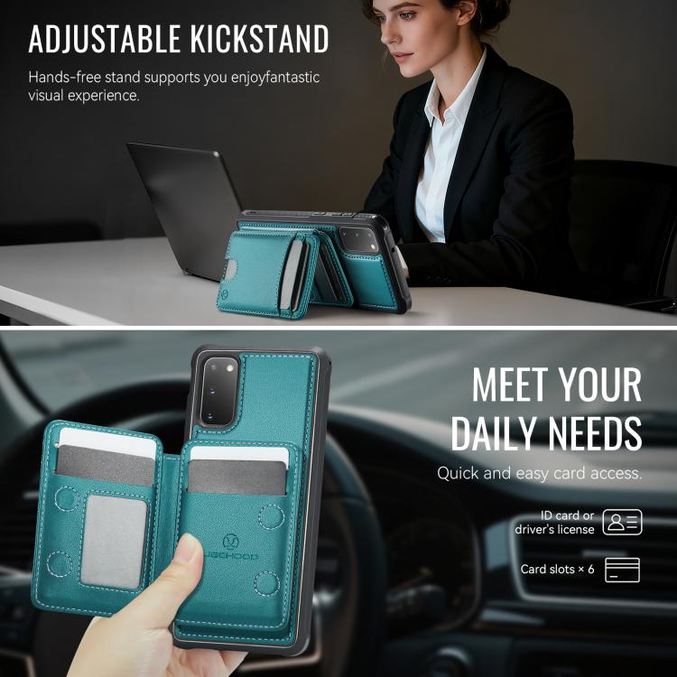 For Samsung Galaxy S20 JEEHOOD J10 Flip Card Bag MagSafe Split RFID Leather Phone Case