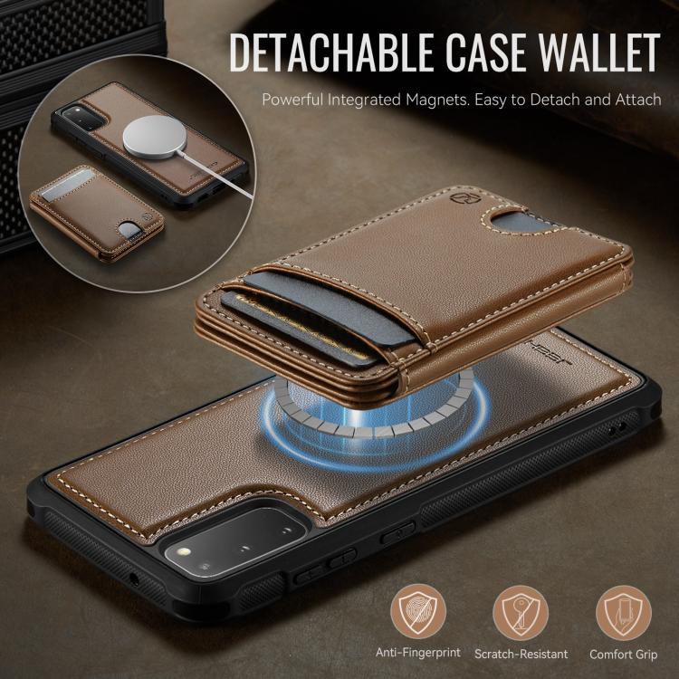 For Samsung Galaxy S20 JEEHOOD J10 Flip Card Bag MagSafe Split RFID Leather Phone Case