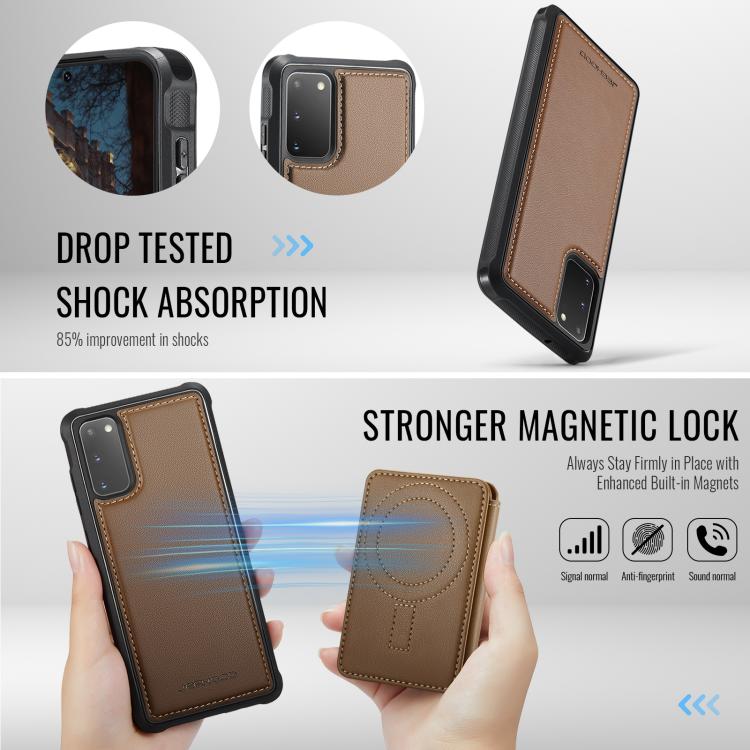 For Samsung Galaxy S20 JEEHOOD J10 Flip Card Bag MagSafe Split RFID Leather Phone Case