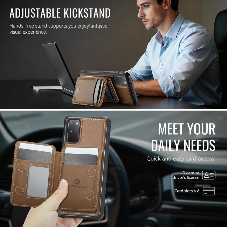 For Samsung Galaxy S20 JEEHOOD J10 Flip Card Bag MagSafe Split RFID Leather Phone Case