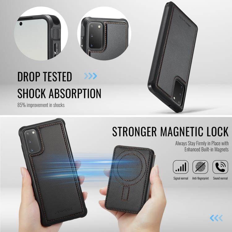 For Samsung Galaxy S20 JEEHOOD J10 Flip Card Bag MagSafe Split RFID Leather Phone Case
