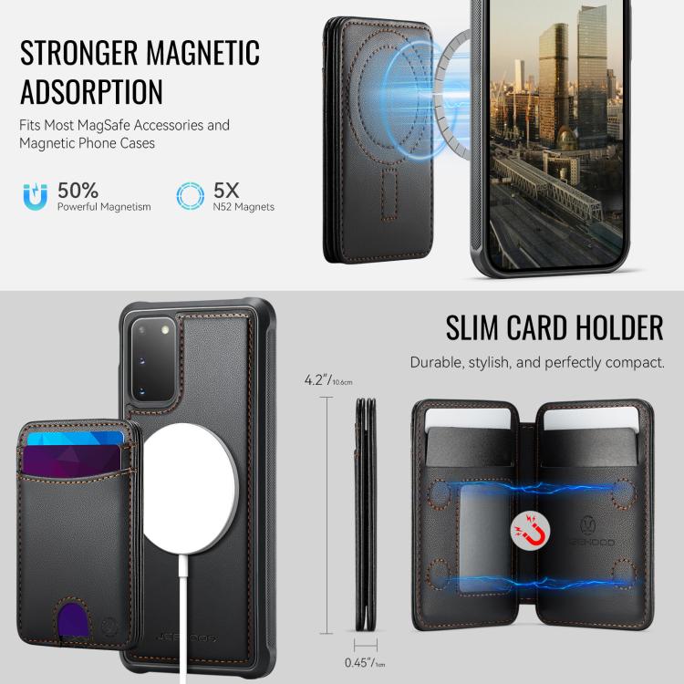 For Samsung Galaxy S20 JEEHOOD J10 Flip Card Bag MagSafe Split RFID Leather Phone Case
