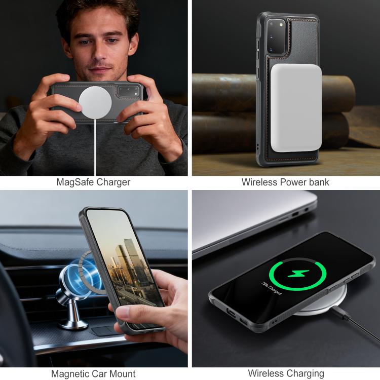 For Samsung Galaxy S20 JEEHOOD J10 Flip Card Bag MagSafe Split RFID Leather Phone Case