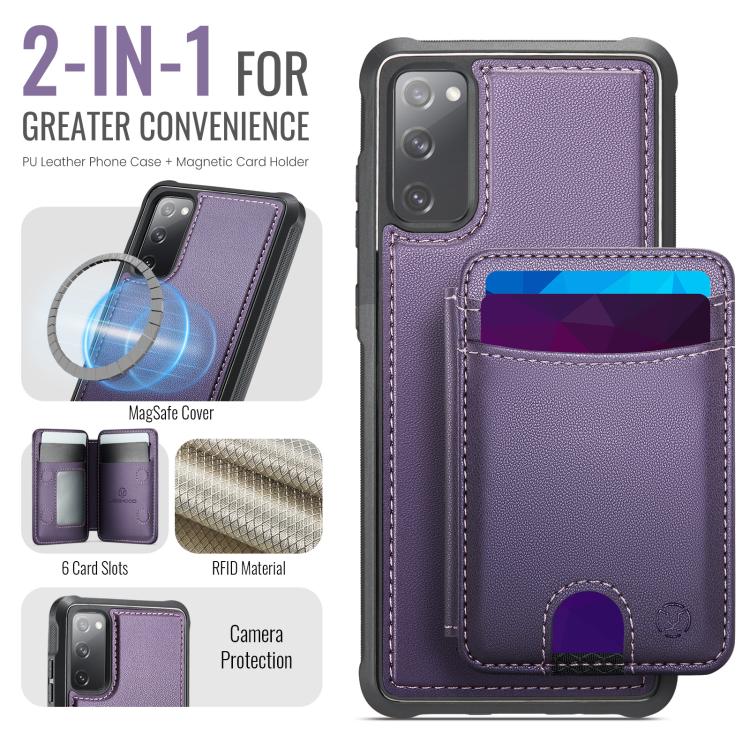 For Samsung Galaxy S20 FE JEEHOOD J10 Flip Card Bag MagSafe Split RFID Leather Phone Case