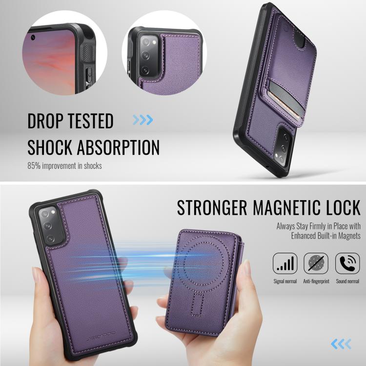 For Samsung Galaxy S20 FE JEEHOOD J10 Flip Card Bag MagSafe Split RFID Leather Phone Case