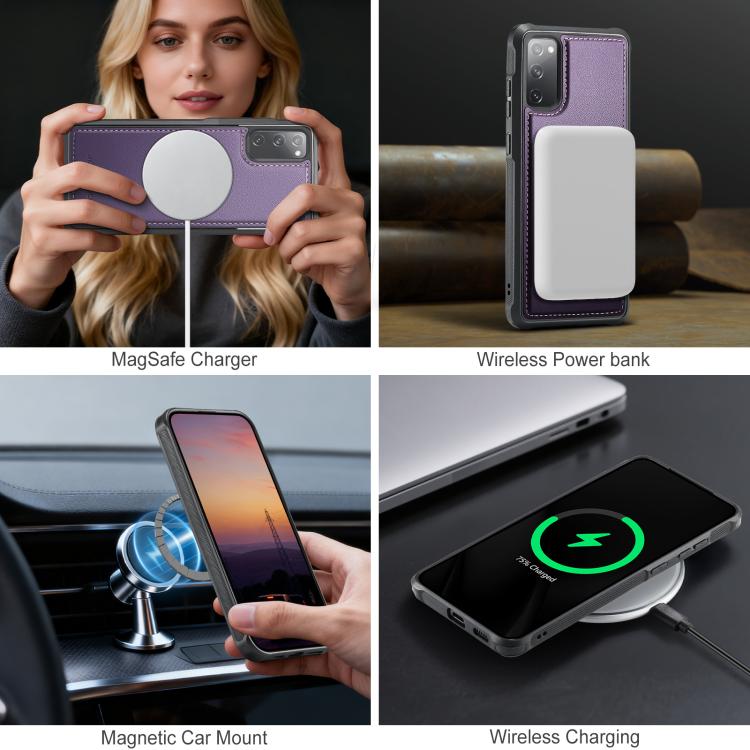 For Samsung Galaxy S20 FE JEEHOOD J10 Flip Card Bag MagSafe Split RFID Leather Phone Case