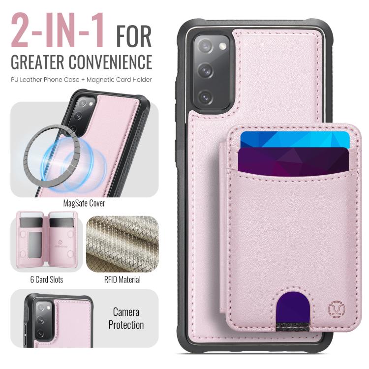 For Samsung Galaxy S20 FE JEEHOOD J10 Flip Card Bag MagSafe Split RFID Leather Phone Case