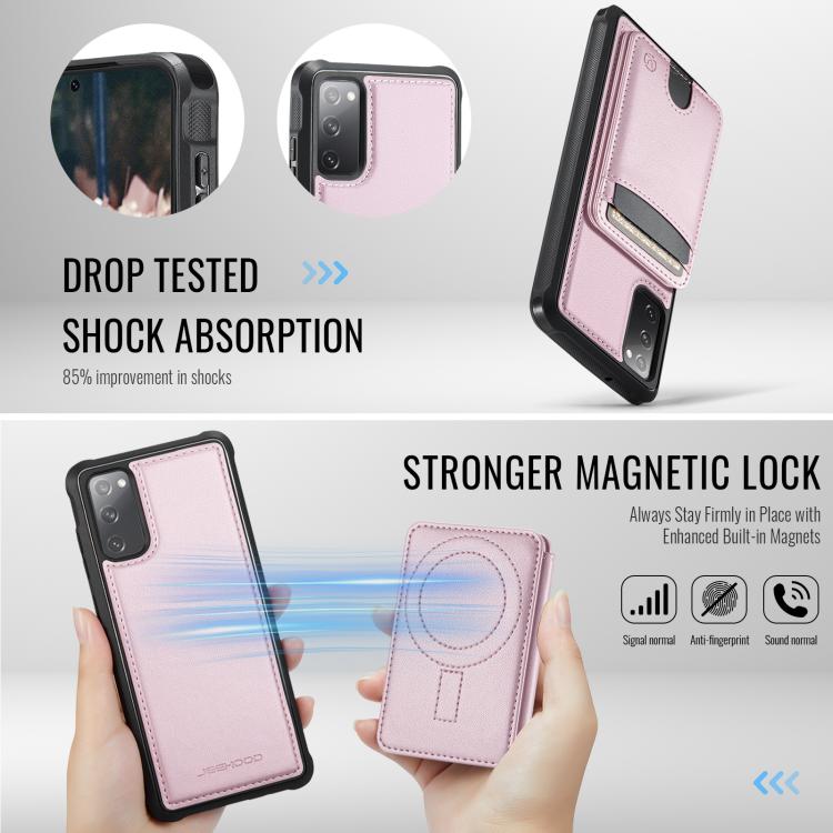 For Samsung Galaxy S20 FE JEEHOOD J10 Flip Card Bag MagSafe Split RFID Leather Phone Case