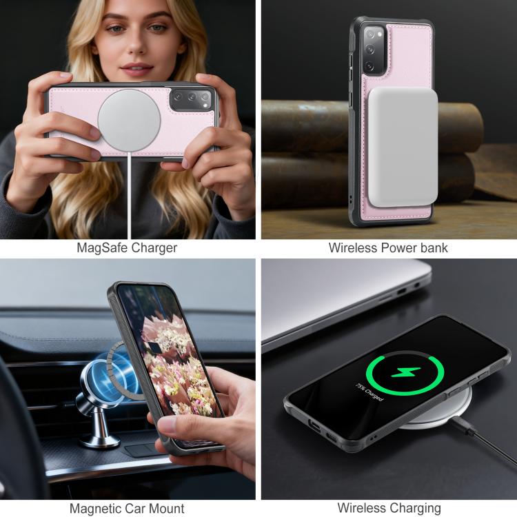 For Samsung Galaxy S20 FE JEEHOOD J10 Flip Card Bag MagSafe Split RFID Leather Phone Case