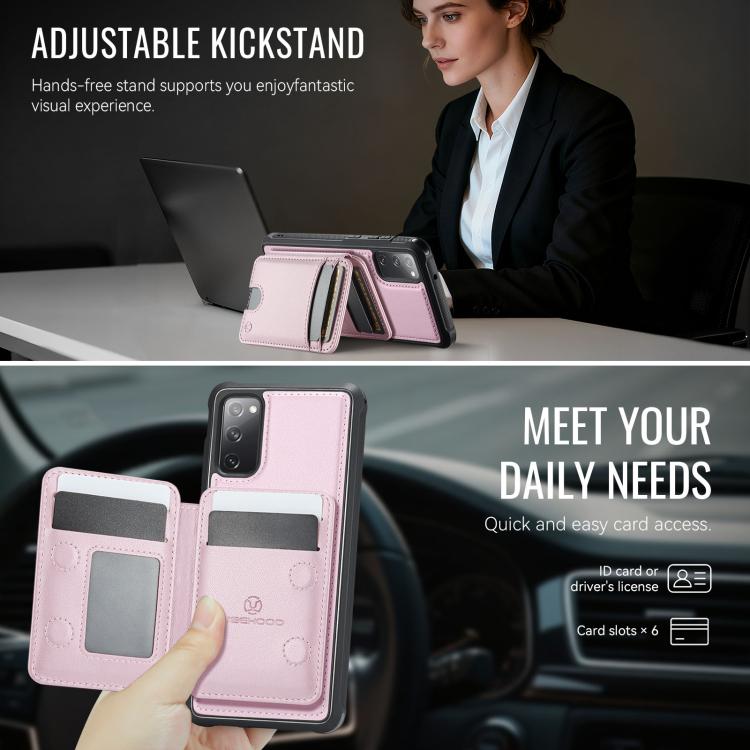 For Samsung Galaxy S20 FE JEEHOOD J10 Flip Card Bag MagSafe Split RFID Leather Phone Case