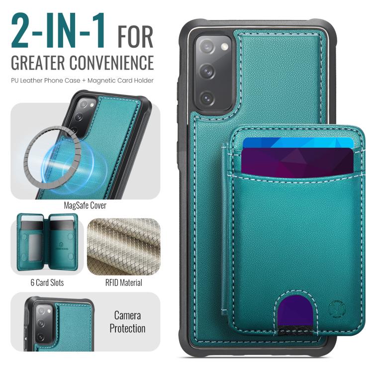 For Samsung Galaxy S20 FE JEEHOOD J10 Flip Card Bag MagSafe Split RFID Leather Phone Case