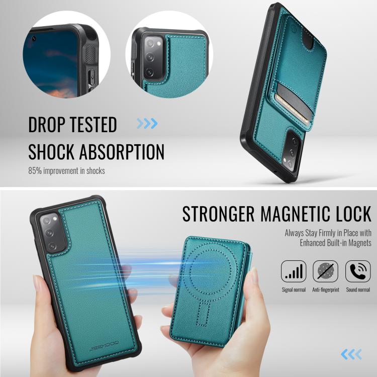 For Samsung Galaxy S20 FE JEEHOOD J10 Flip Card Bag MagSafe Split RFID Leather Phone Case