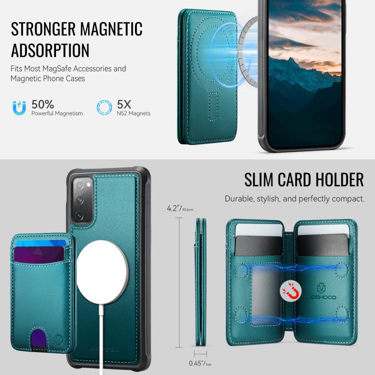 For Samsung Galaxy S20 FE JEEHOOD J10 Flip Card Bag MagSafe Split RFID Leather Phone Case