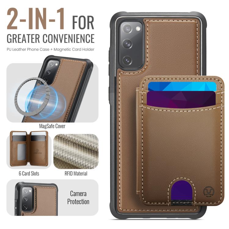 For Samsung Galaxy S20 FE JEEHOOD J10 Flip Card Bag MagSafe Split RFID Leather Phone Case