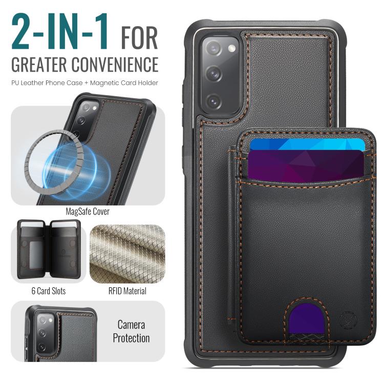 For Samsung Galaxy S20 FE JEEHOOD J10 Flip Card Bag MagSafe Split RFID Leather Phone Case