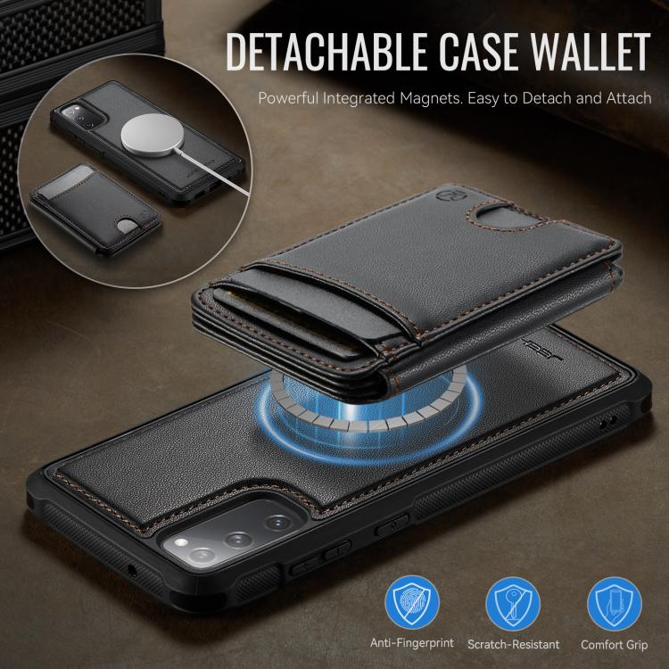 For Samsung Galaxy S20 FE JEEHOOD J10 Flip Card Bag MagSafe Split RFID Leather Phone Case