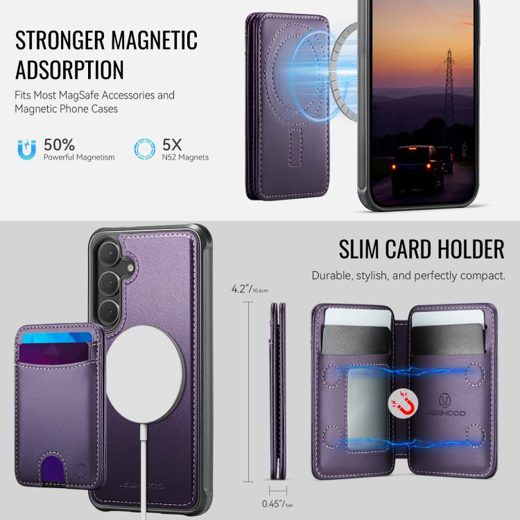 For Samsung Galaxy S26+ 5G JEEHOOD J10 Flip Card Bag MagSafe Split RFID Leather Phone Case