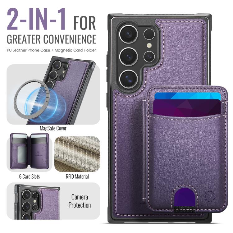 For Samsung Galaxy S26 Ultra 5G JEEHOOD J10 Flip Card Bag MagSafe Split RFID Leather Phone Case