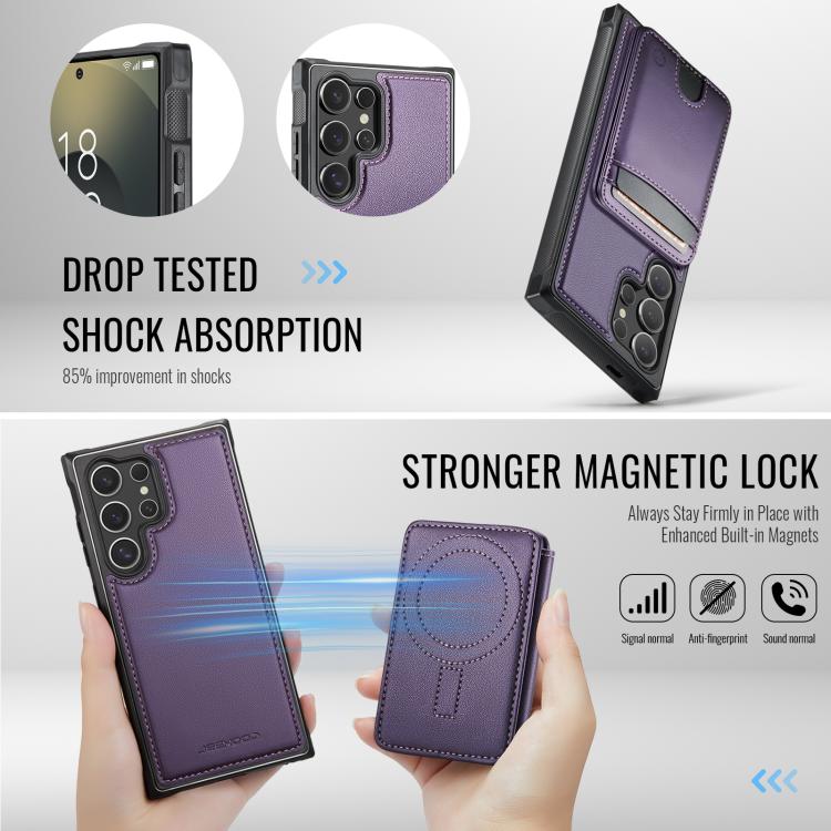 For Samsung Galaxy S26 Ultra 5G JEEHOOD J10 Flip Card Bag MagSafe Split RFID Leather Phone Case