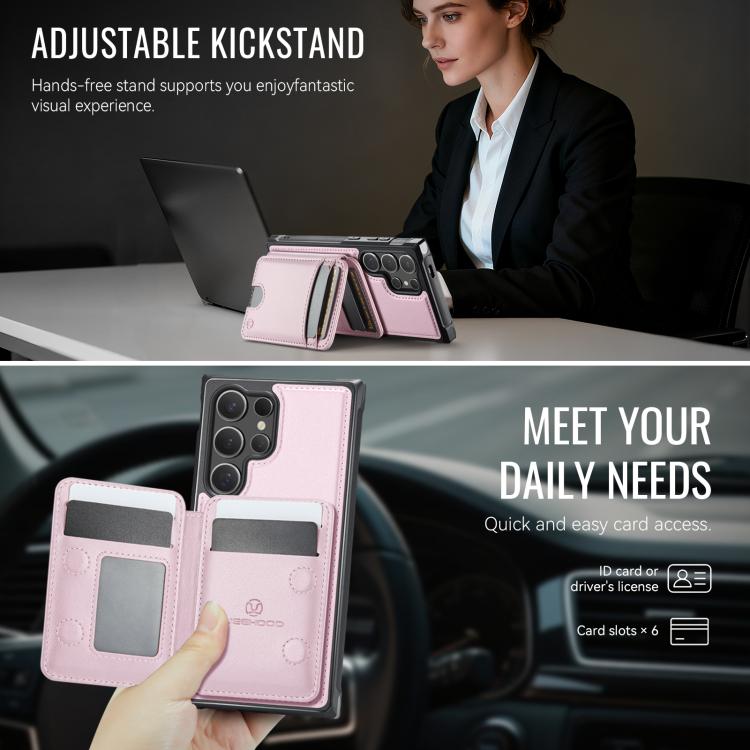 For Samsung Galaxy S26 Ultra 5G JEEHOOD J10 Flip Card Bag MagSafe Split RFID Leather Phone Case