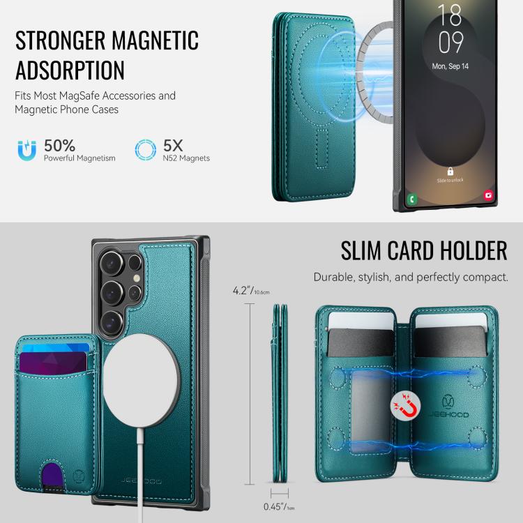 For Samsung Galaxy S26 Ultra 5G JEEHOOD J10 Flip Card Bag MagSafe Split RFID Leather Phone Case