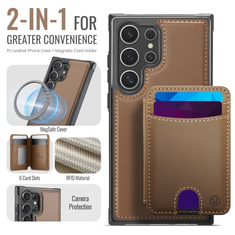 For Samsung Galaxy S26 Ultra 5G JEEHOOD J10 Flip Card Bag MagSafe Split RFID Leather Phone Case