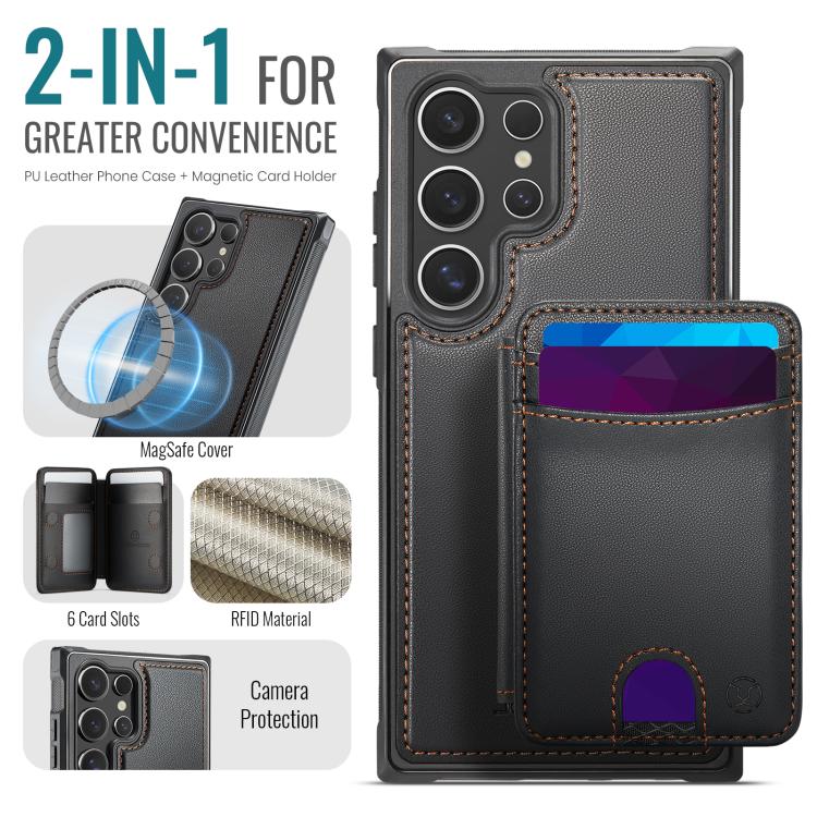 For Samsung Galaxy S26 Ultra 5G JEEHOOD J10 Flip Card Bag MagSafe Split RFID Leather Phone Case