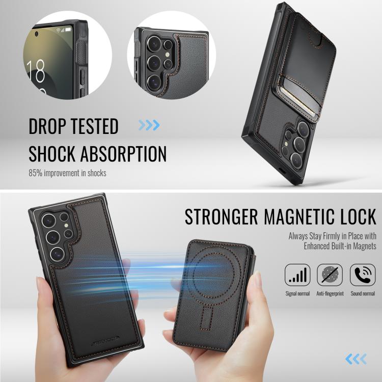 For Samsung Galaxy S26 Ultra 5G JEEHOOD J10 Flip Card Bag MagSafe Split RFID Leather Phone Case