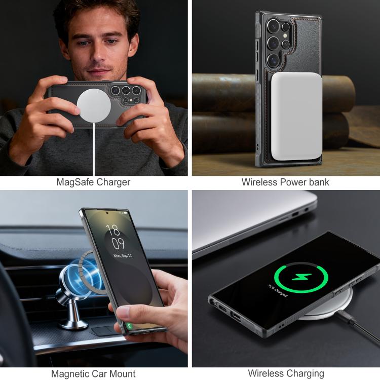 For Samsung Galaxy S26 Ultra 5G JEEHOOD J10 Flip Card Bag MagSafe Split RFID Leather Phone Case
