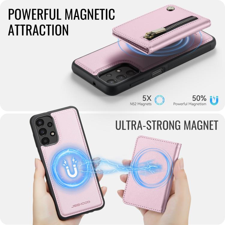 For Samsung Galaxy A13 4G / 5G / A04s JEEHOOD J12 Exquisite RFID MagSafe Zipper Card Bag Phone Case