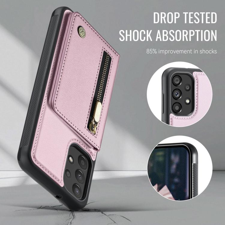 For Samsung Galaxy A13 4G / 5G / A04s JEEHOOD J12 Exquisite RFID MagSafe Zipper Card Bag Phone Case
