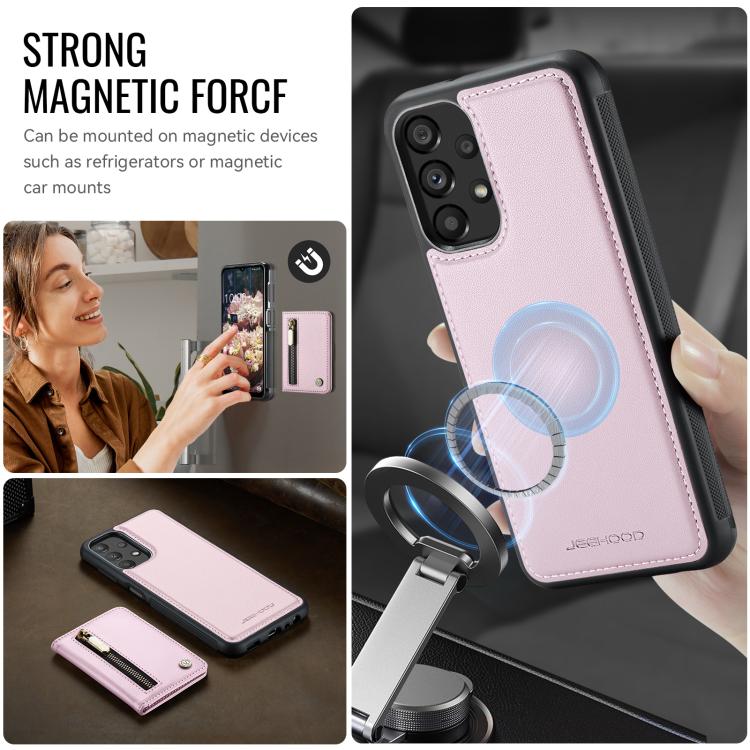 For Samsung Galaxy A13 4G / 5G / A04s JEEHOOD J12 Exquisite RFID MagSafe Zipper Card Bag Phone Case