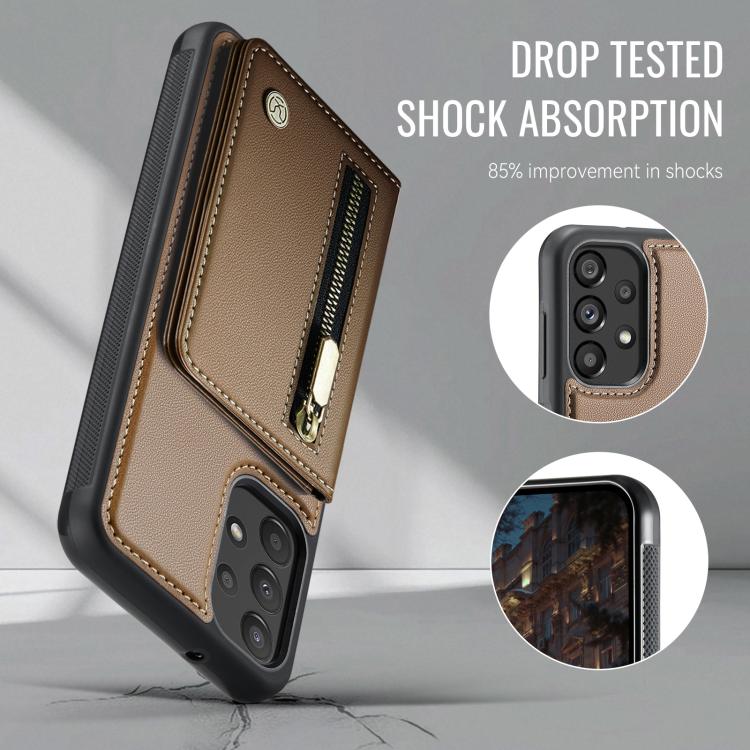 For Samsung Galaxy A13 4G / 5G / A04s JEEHOOD J12 Exquisite RFID MagSafe Zipper Card Bag Phone Case