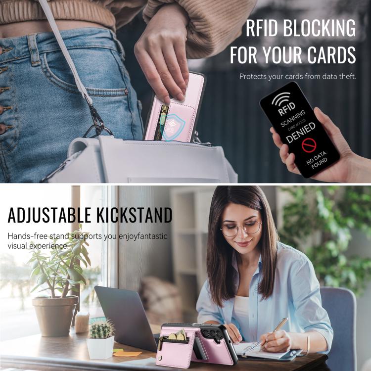 For Samsung Galaxy A15 4G / 5G JEEHOOD J12 Exquisite RFID MagSafe Zipper Card Bag Phone Case