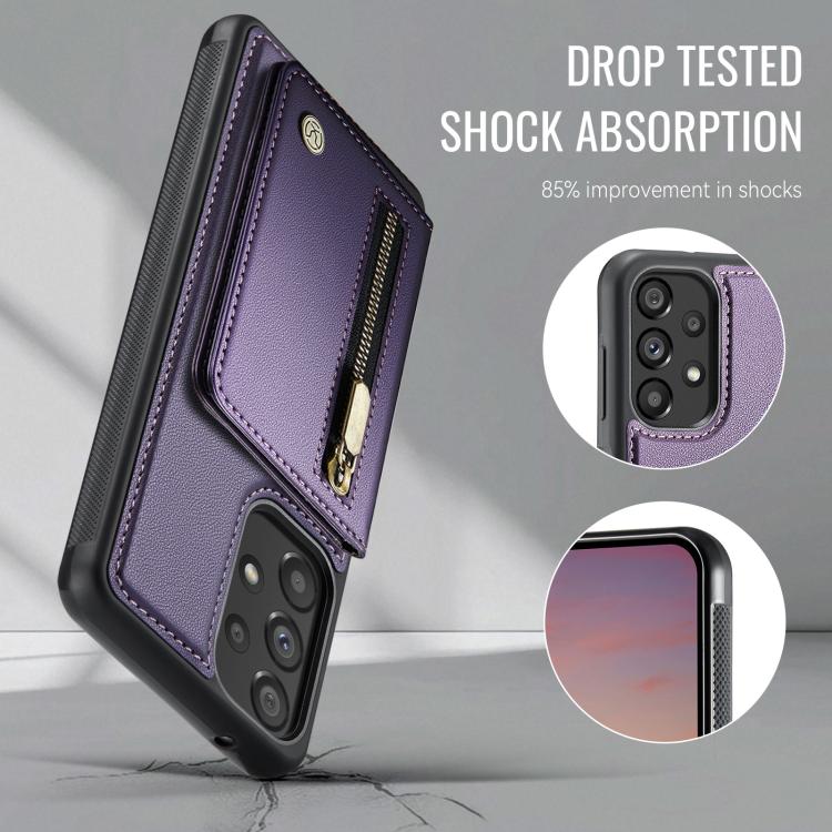 For Samsung Galaxy A33 5G JEEHOOD J12 Exquisite RFID MagSafe Zipper Card Bag Phone Case
