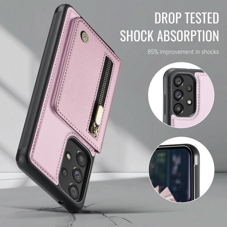 For Samsung Galaxy A33 5G JEEHOOD J12 Exquisite RFID MagSafe Zipper Card Bag Phone Case