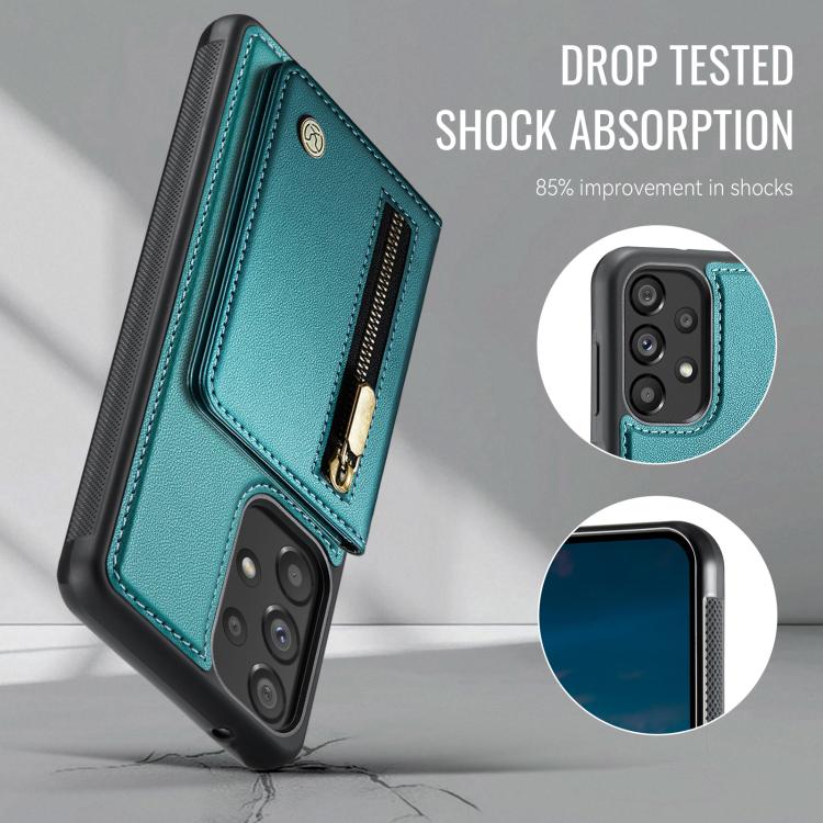 For Samsung Galaxy A33 5G JEEHOOD J12 Exquisite RFID MagSafe Zipper Card Bag Phone Case