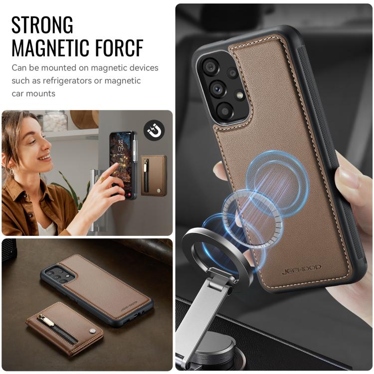 For Samsung Galaxy A33 5G JEEHOOD J12 Exquisite RFID MagSafe Zipper Card Bag Phone Case