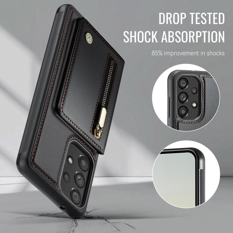 For Samsung Galaxy A33 5G JEEHOOD J12 Exquisite RFID MagSafe Zipper Card Bag Phone Case